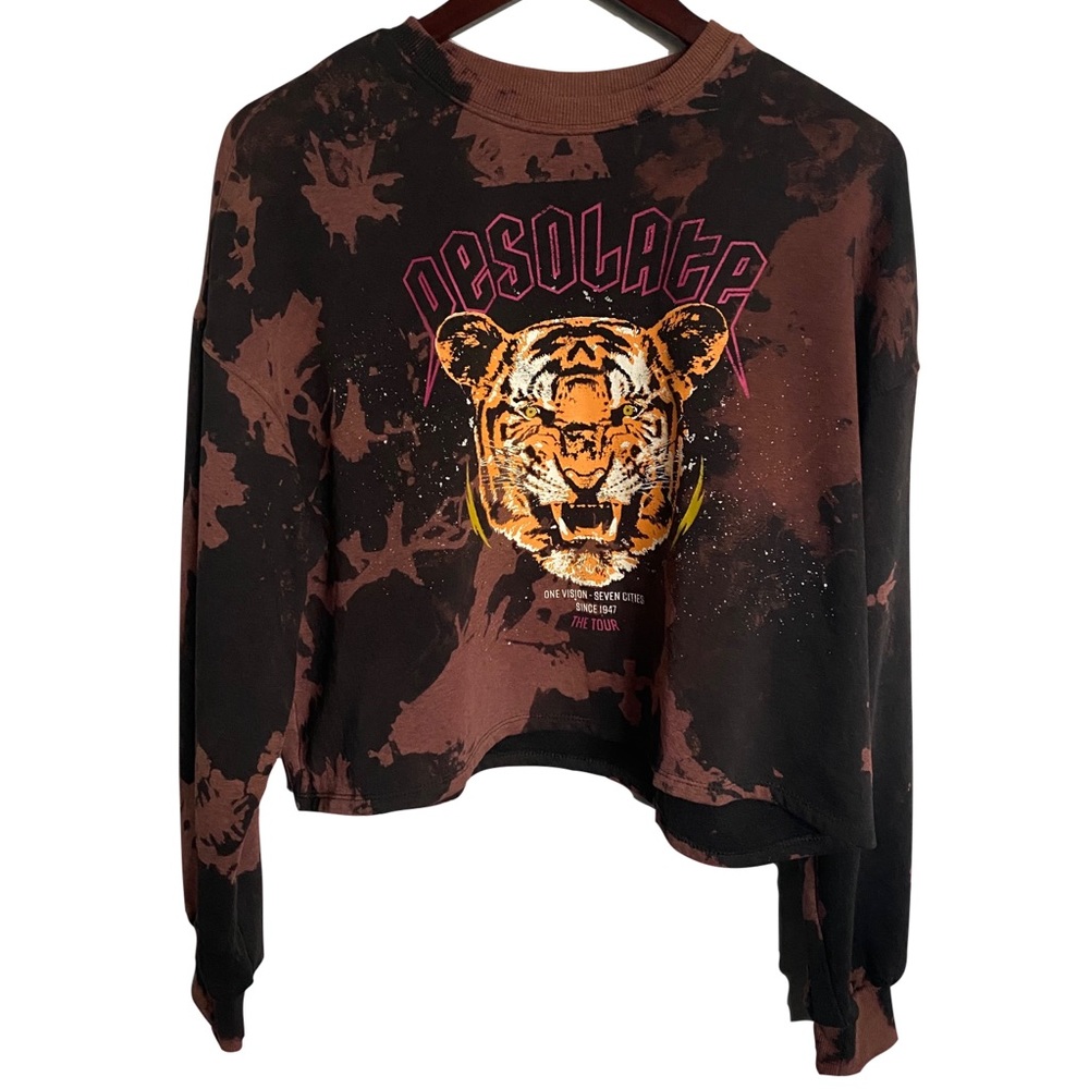 BRAND NEW BLEACHED BAND CROPPED SWEATSHIRT